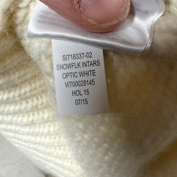 Gap Intarsia Optic White Cream Turtleneck Sweater Snowflake Design Large - Picture 6 of 8